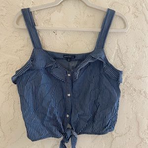 Navy blue and white crop top